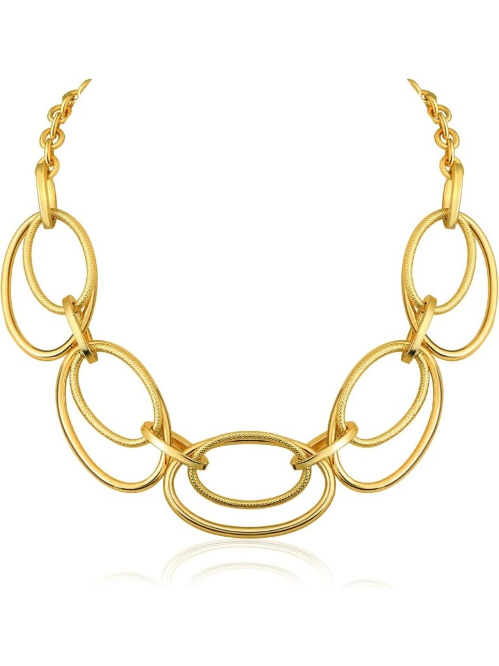 Chunky Gold Double Oval Link Choker Necklace for Women - Statement Jewelry Piece